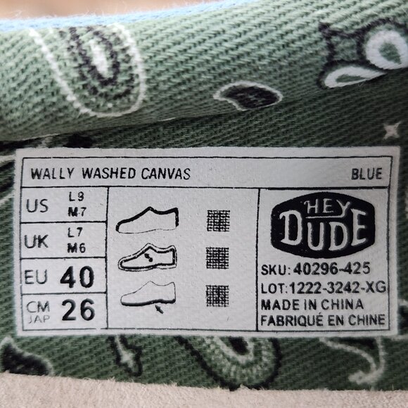Hey Dude Wally Washed Canvas Women's Sz 9 Blue Slip On Comfort Casual Flat Shoes - Picture 10 of 10